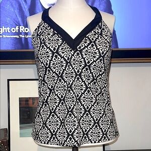 Black & White Patterned Women's Tankini Swim Top
